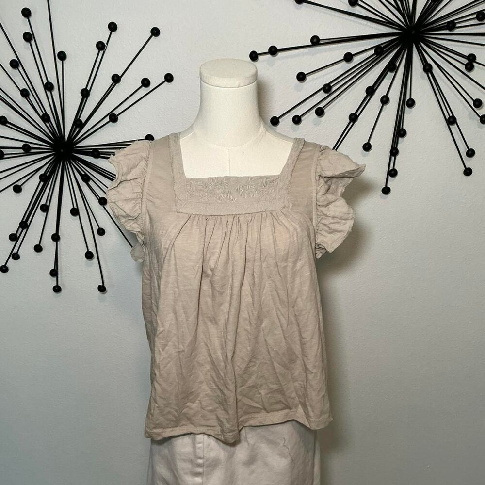 Lucky Brand cream peasant blouse size small